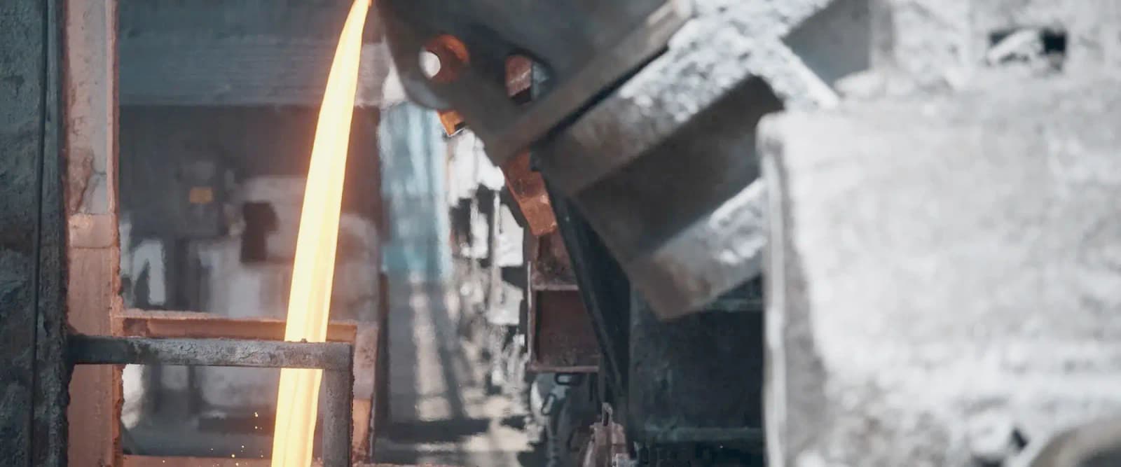 Molten aluminium being poured in a foundry